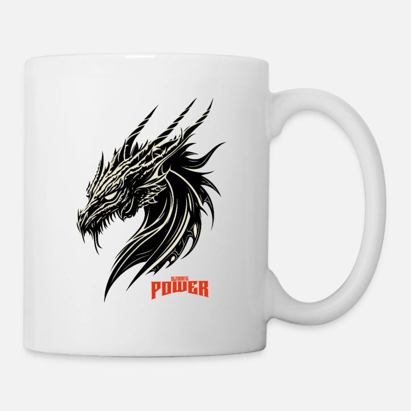Drachenkopf Kontrastmuster - Tasse - Weiß