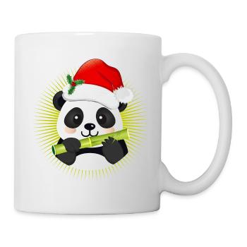 Panda mignon avec chapeau de Père Noël et bambou - Mug blanc - blanc - Droite