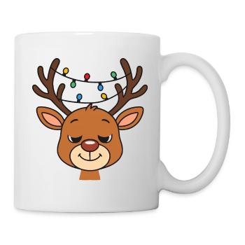 Merry Reindeer with Fairy Lights – Christmas - Mug - white - Right