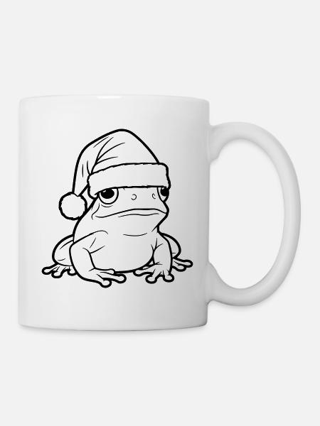 Grenouille de Noël drôle avec une casquette - Mug blanc - blanc