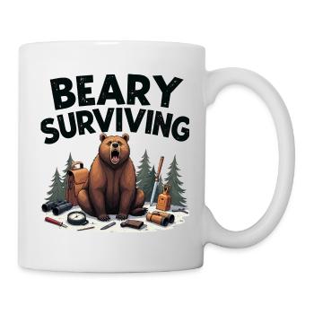 Beary Surviving : T-shirt Wilderness Gear - Mug blanc - blanc - Droite