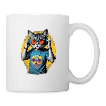 Neon Cat DJ Vibe Tee - Mug blanc - blanc - Droite