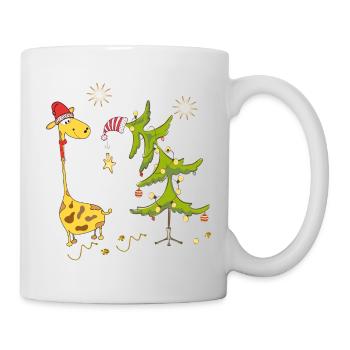 Giraffe mit Weihnachtsbaum - Tasse - Weiß - Rechts