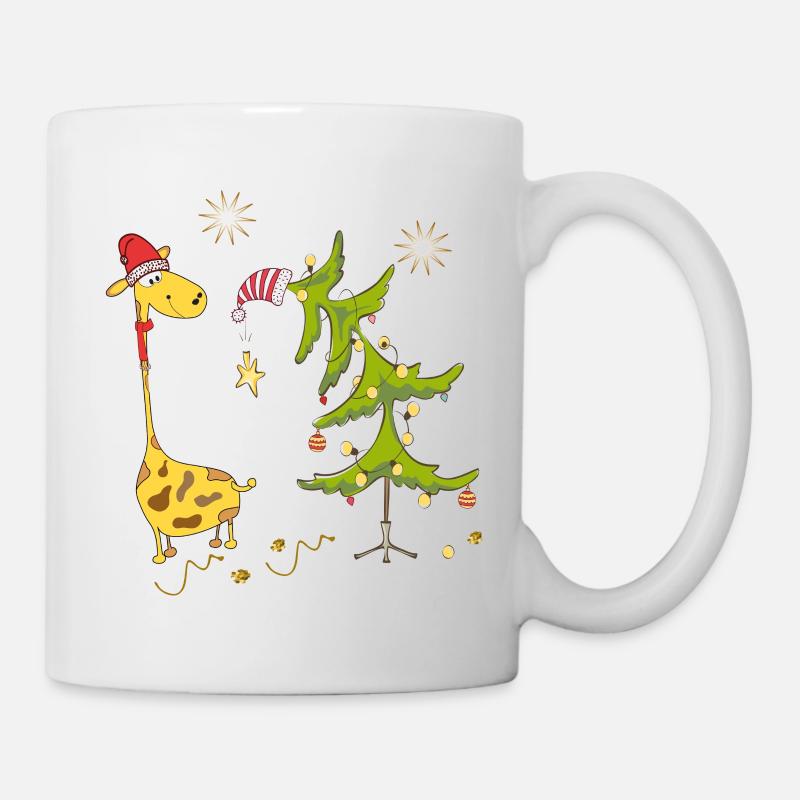 Giraffe mit Weihnachtsbaum - Tasse - Weiß