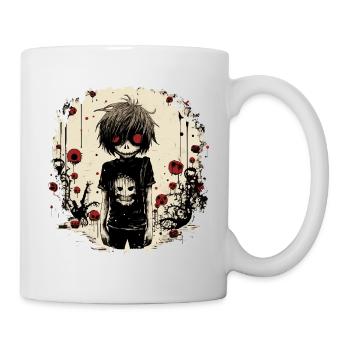 Red-Eyed Skull Kid – Emo Comic Design - Tasse - Weiß - Rechts
