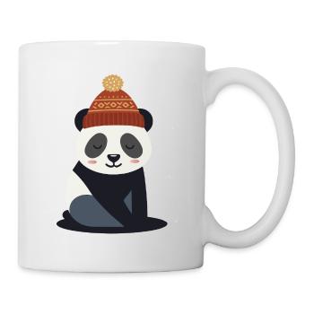 Cute panda with winter hat – winter motif - Mug - white - Right