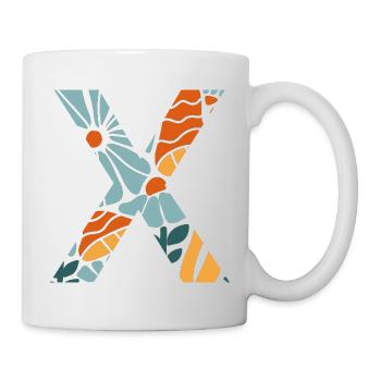 Letter x groovy flowers Geschenkidee - Tasse - Weiß - Rechts
