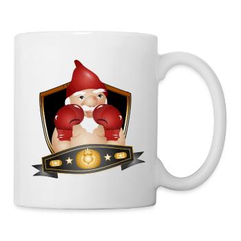 Boxender Gartenzwerg – Lustiges Champion Motiv - Tasse - Weiß - Rechts