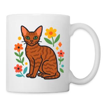Devon Rex's cat in flower parade - Mug - white - Right