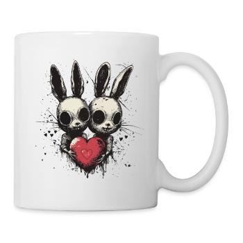 Gothique Pâques Bunny Love – Deux lapins avec un cœur - Mug blanc - blanc - Droite