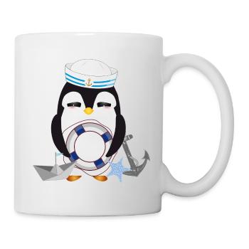 Pingouin mignon comme un marin dans un look marine - Mug blanc - blanc - Droite