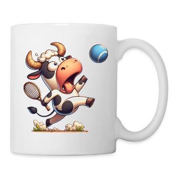 Lustige Tennis Kuh Mit Schläger Und Ball - Tasse - Weiß - Rechts