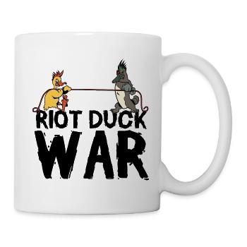 Kampf ums Seil Cartoon Enten - Tasse - Weiß - Rechts
