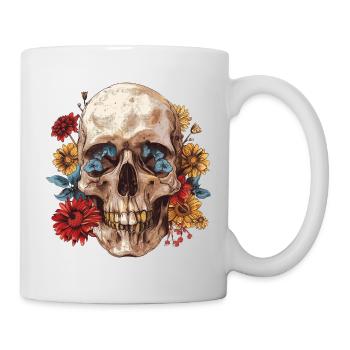 Skull, skull with flowers - Mug - white - Right