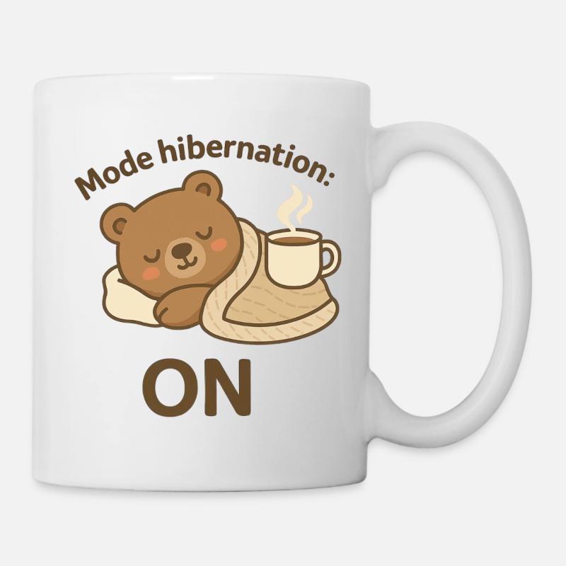 Hibernate Mode: ON – Ours d’hiver cosy - Mug blanc - blanc