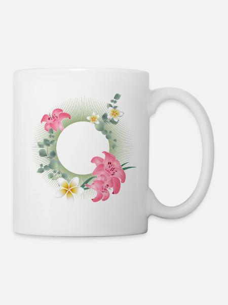 Cadre de fleurs tropicales – design floral de la nature - Mug blanc - blanc