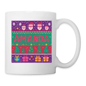 Festlicher Name Amanda Hässlicher Weihnachtsstil, Weihnachten - Tasse - Weiß - Rechts