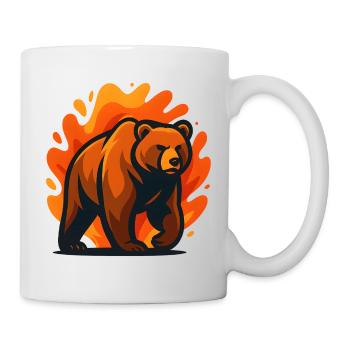 Brennender Bär in Flammen - Tasse - Weiß - Rechts