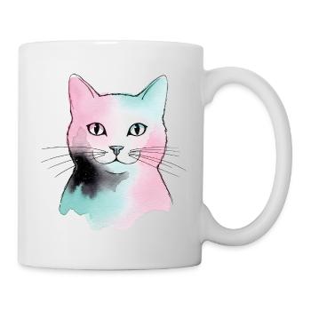 Pastellkatze Wasserfarben - Tasse - Weiß - Rechts