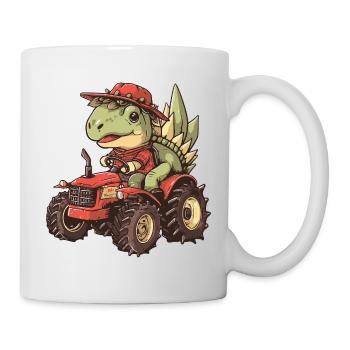 Dinosaurier stegosaurus Traktor Farmer - Tasse - Weiß - Rechts