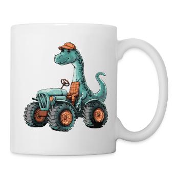 Dinosaurier brontosaurus Traktor Farmer - Tasse - Weiß - Rechts