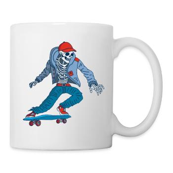 Skeleton on skateboard - Mug - white - Right