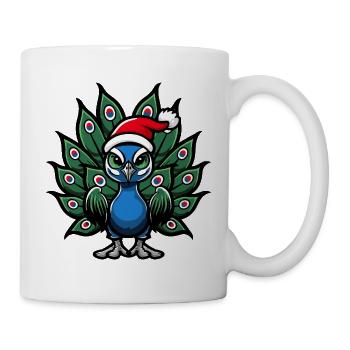 Pfau Vogel Weihnachten - Tasse - Weiß - Rechts