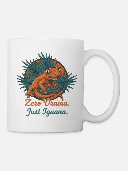 Null Drama, Nur Leguan - Tasse - Weiß
