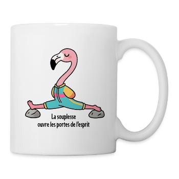 Flamingo yoga in the splits - Mug - white - Right