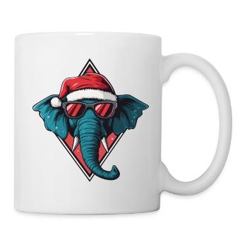 Elephant Santa with sunglasses - Mug - white - Right