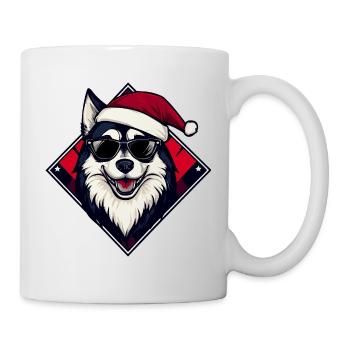 Père Noël Husky avec lunettes de soleil - Mug blanc - blanc - Droite