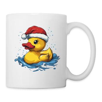 Mignon canard de Noël avec le Père Noël Chapeau - Mug blanc - blanc - Droite