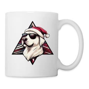 Weihnachtshund mit Sonnenbrille - Tasse - Weiß - Rechts