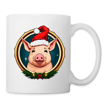Weihnachten Schweine - Tasse - Weiß - Rechts