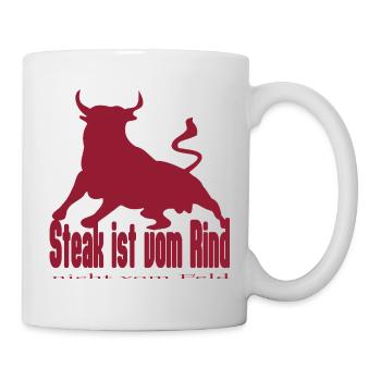 Steak ist vom Rind - King Bull Silhouette - Tasse - Weiß - Rechts