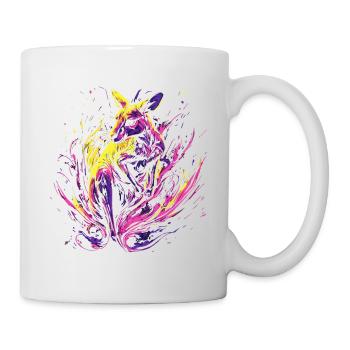 Känguru Tier Australien Down Under Neon Bunt Kunst - Tasse - Weiß - Rechts