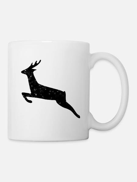 Weihnachten Wildwechsel Hirsch used look wild Wald - Tasse - Weiß
