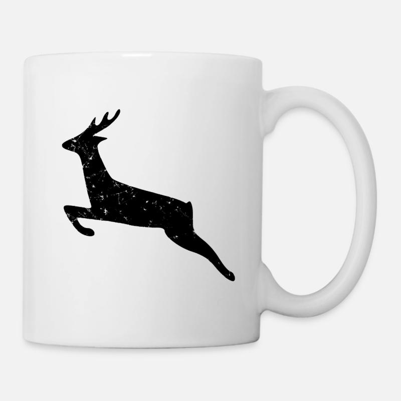 Christmas deer crossing deer used look wild forest - Mug - white