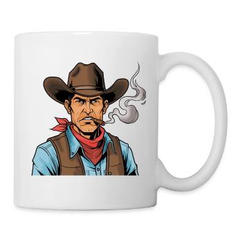 Cowboy mit Zigarre - Tasse - Weiß - Rechts