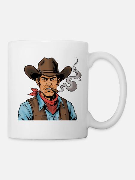 Cowboy mit Zigarre - Tasse - Weiß