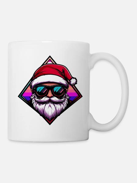 Santa mit Sonnenbrille - Tasse - Weiß