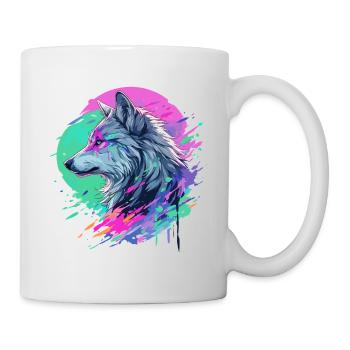 Wolf Wolf Head Manga Anime Japan Style Art Colorful - Mug - white - Right