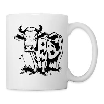 Kuh schwarz Geschenk Bauern - Tasse - Weiß - Rechts