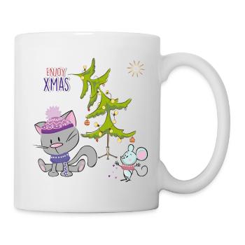 Christmas  Katzen und Maus - Tasse - Weiß - Rechts