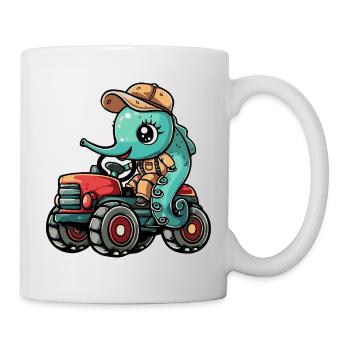 Seepferd Traktor Farmer - Tasse - Weiß - Rechts