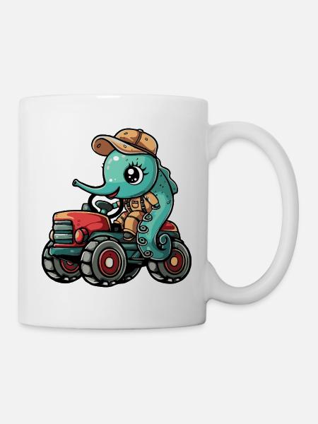 Seepferd Traktor Farmer - Tasse - Weiß