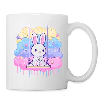 Cuddly bunny on cloud swing - Mug - white - Right