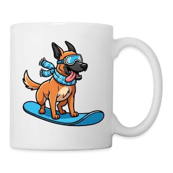 Chien de snowboard Chien drôle d’hiver - Mug blanc - blanc - Droite