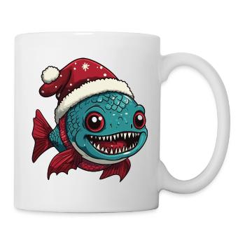 Noël de poisson piranha - Mug blanc - blanc - Droite