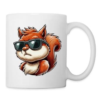 Lustiges Eichhörnchen mit Sonnenbrille Cartoon Hum - Tasse - Weiß - Rechts
